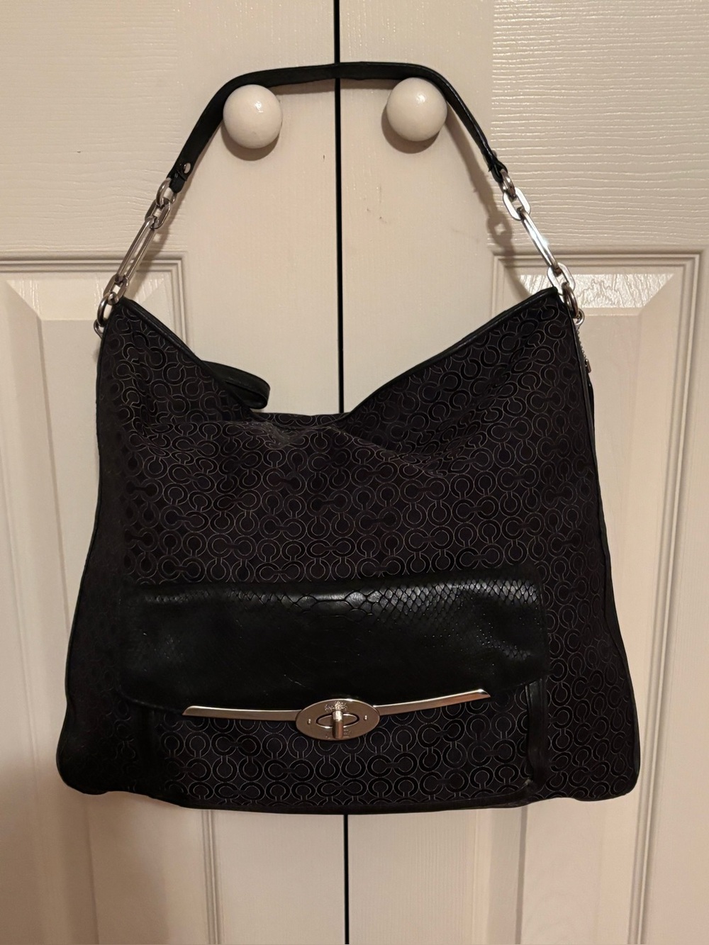 COACH MADISON OP ART PEARLESCENT SIGNATURE HOBO SHOULDER BAG